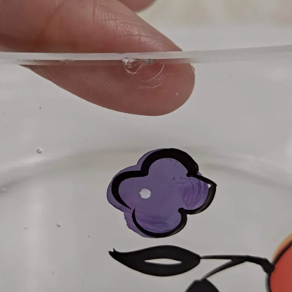 Artland Laurie Gates Clear Glass Bowl with Multi Color Hand Painted Flowers